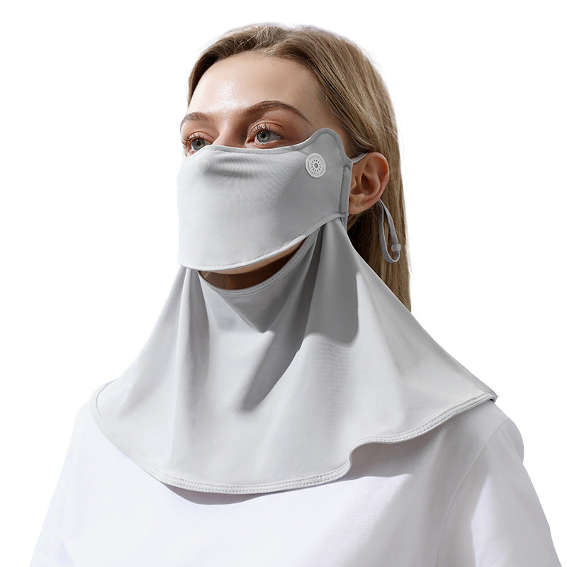 Women Sunscreen Mask with Adjustable Ear Loop Ice Silk Bandana Scarf Face Neck UV Protection for Summer