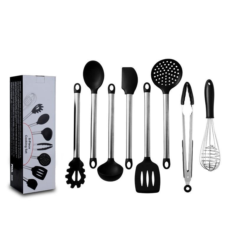 Lilyme Silicone Kitchen Cookware Set, 8pcs Kitchen Utensil Spatula Set With  Stainless Steel Non-stick Cookware Holder, Bpa-free Non-toxic Cookware, K