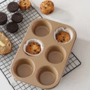 Muffin Cake Pan, 6-Cavity Non-Stick Cupcake Pan Bakeware for Oven Baking