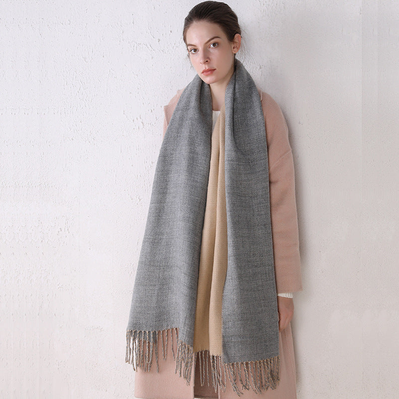 Cashmere-like Solid Color Double-sided Scarf Shawl