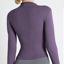 Women's Zip Up Lightweight Workout Athletic Crop Jacket Running Sports Yoga Cropped Top Seamless Fitted