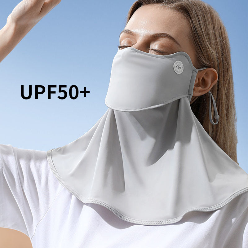 Women Sunscreen Mask with Adjustable Ear Loop Ice Silk Bandana Scarf Face Neck UV Protection for Summer
