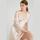 100% Mulberry Silk V-Neck Cami & Robe Sleepwear Set