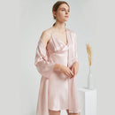 100% Mulberry Silk V-Neck Cami & Robe Sleepwear Set