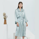 19 Momme Heavyweight 100% Mulberry Silk Long Robe – Long-Sleeve Open-Front Nightgown for Women