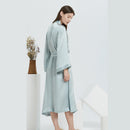 100% Mulberry Silk Long Robe & Nightgown Set – Tie-Waist Loungewear with Long Sleeves