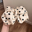 Polka Dot Satin Hair Clip with Spring Clamp – Vintage-Inspired Korean Style Hair Accessory