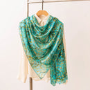 Mulberry Silk Long Scarf with Leopard and Floral Prints – Lightweight Vintage Wrap for Spring