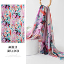 Mulberry Silk Long Scarf – Bohemian Floral Print Lightweight Wrap, 69 x 43 in