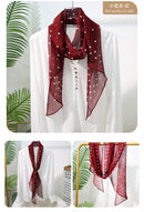 Long Oblique Silk Scarf with Polka Dot Print – 100% Mulberry Silk Lightweight Stole for Neck, Head & Hair, 33 x 160 cm