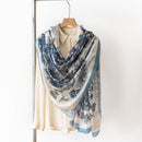 Mulberry Silk Long Scarf with Leopard and Floral Prints – Lightweight Vintage Wrap for Spring