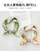 Mulberry Silk Square Scarf 53 cm Floral Print Bandana – Lightweight Neckerchief for Spring