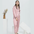 30 Momme Mulberry Silk Pajama Set – Long Sleeve Top & Ankle-Length Pants, Notched Collar Loungewear for Women