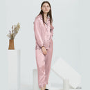 30 Momme Mulberry Silk Pajama Set – Long Sleeve Top & Ankle-Length Pants, Notched Collar Loungewear for Women