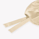 Back view of silk hat with adjustable drawstring detail