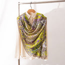 Mulberry Silk Long Scarf with Leopard and Floral Prints – Lightweight Vintage Wrap for Spring
