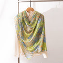 Mulberry Silk Long Scarf with Leopard and Floral Prints – Lightweight Vintage Wrap for Spring