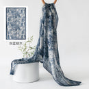 Mulberry Silk Long Scarf – Bohemian Floral Print Lightweight Wrap, 69 x 43 in