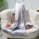 100% Mulberry Silk Floral Jacquard Long Scarf with Chinese-Inspired Botanical Prints, 53 x 170 cm (21 x 67 in) Lightweight Spring Shawl