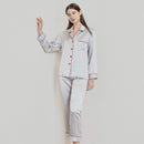 Water grey silk pajama set with classic notch collar detail