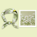Mulberry Silk Square Scarf 53 cm Floral Print Bandana – Lightweight Neckerchief for Spring