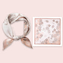 Mulberry Silk Square Scarf 53 cm Floral Print Bandana – Lightweight Neckerchief for Spring