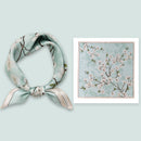 Mulberry Silk Square Scarf 53 cm Floral Print Bandana – Lightweight Neckerchief for Spring