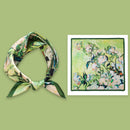 Mulberry Silk Square Scarf 53 – Floral Print Neckerchief for Spring