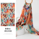 Mulberry Silk Long Scarf – Bohemian Floral Print Lightweight Wrap, 69 x 43 in