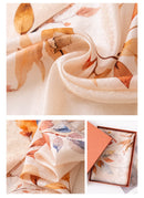 100% Mulberry Silk Floral Print Long Scarf – 170 x 55 cm Gift Box Set for Women, Spring Collection