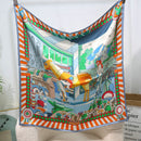 Mulberry Silk Square Scarf – 100% Pure Silk Bandana with Vintage French Print, Spring Accessory for Women