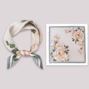 Mulberry Silk Square Scarf 53 cm Floral Print Bandana – Lightweight Neckerchief for Spring