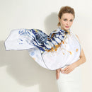 100% Mulberry Silk Square Scarf 108 x 108 cm – Printed Fashion Shawl for Fall and Winter