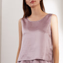 Gray-purple silk tank top shown from the front