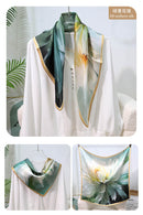 Mulberry Silk Square Scarf – 100% Pure Silk Bandana with Vintage French Print, Spring Accessory for Women