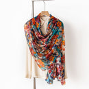 Mulberry Silk Long Scarf with Leopard and Floral Prints – Lightweight Vintage Wrap for Spring
