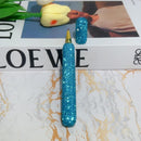 Side profile of crystal pen highlighting metal trim and wood barrel contrast