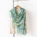 Mulberry Silk Long Scarf with Leopard and Floral Prints – Lightweight Vintage Wrap for Spring