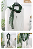 Long Oblique Silk Scarf with Polka Dot Print – 100% Mulberry Silk Lightweight Stole for Neck, Head & Hair, 33 x 160 cm