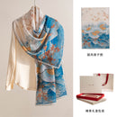 Floral Print Mulberry Silk Square Scarf – 96% Pure Silk Versatile Wrap for Spring