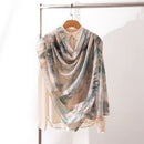 Mulberry Silk Long Scarf with Leopard and Floral Prints – Lightweight Vintage Wrap for Spring