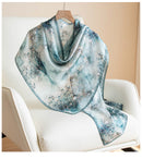 100% Mulberry Silk Floral Print Long Scarf – 170 x 55 cm Gift Box Set for Women, Spring Collection