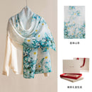 Floral Print Mulberry Silk Square Scarf – 96% Pure Silk Versatile Wrap for Spring