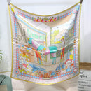 Mulberry Silk Square Scarf – 100% Pure Silk Bandana with Vintage French Print, Spring Accessory for Women