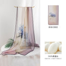Floral Print Mulberry Silk Scarf – Lightweight 96% Silk Wrap with Botanical Motifs, 16 x 63 in