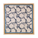 Mulberry Silk Square Scarf with Peony Print – 26 x 26 in, Hand-Rolled Hem