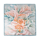 Mulberry Silk Square Scarf with Peony Print – 26 x 26 in, Hand-Rolled Hem