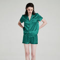 19 Momme 100% Mulberry Silk Short Sleeve Pajama Set – Notched Collar Loungewear with Shorts