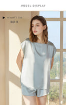 Sleeveless 100% Mulberry Silk Shorts Pajama Set for Women