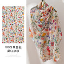 Mulberry Silk Long Scarf with Bohemian Floral Print – Lightweight Spring Shawl for Women